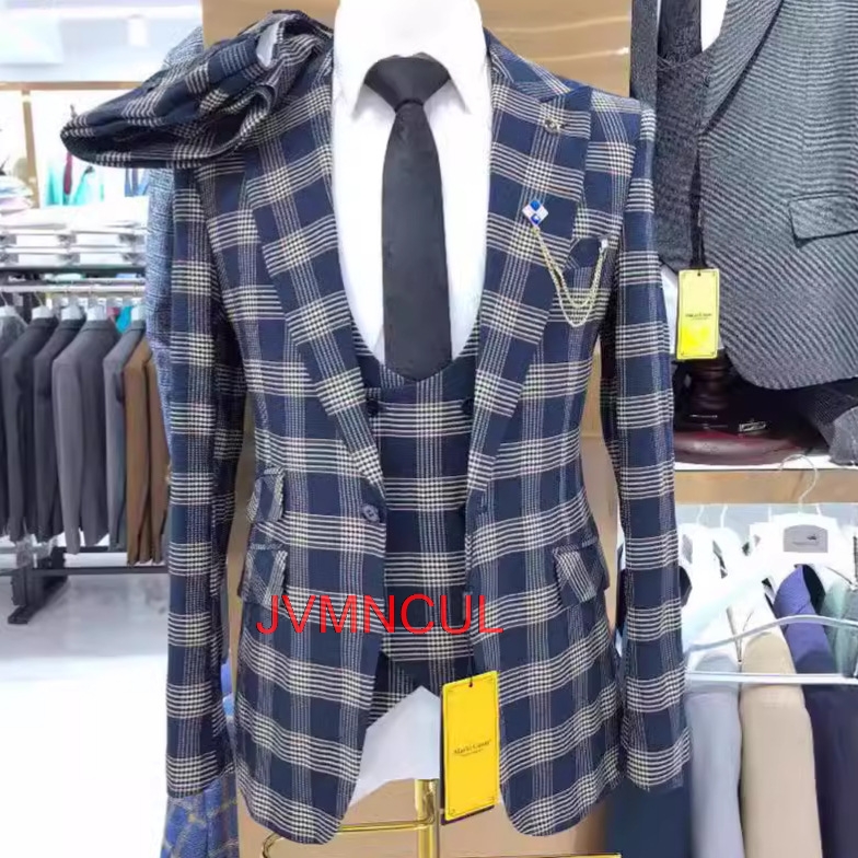Men'S Formal Wear For Reception - Heren kleurblok 3-delig pak moderne slim