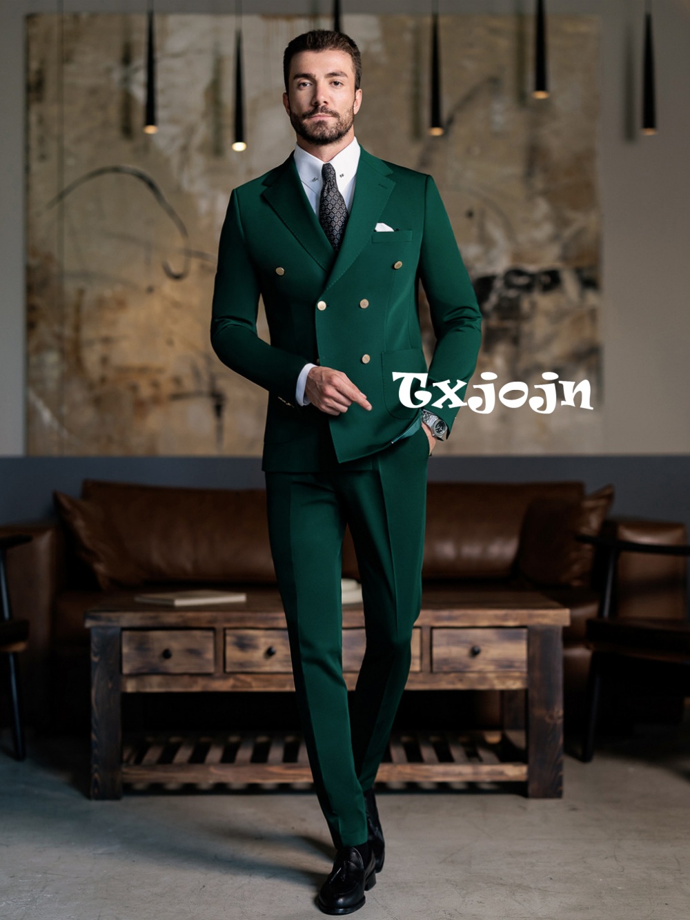 Men Formal Wear Green - Groene formele herenpakken, slim fit, 2-delig