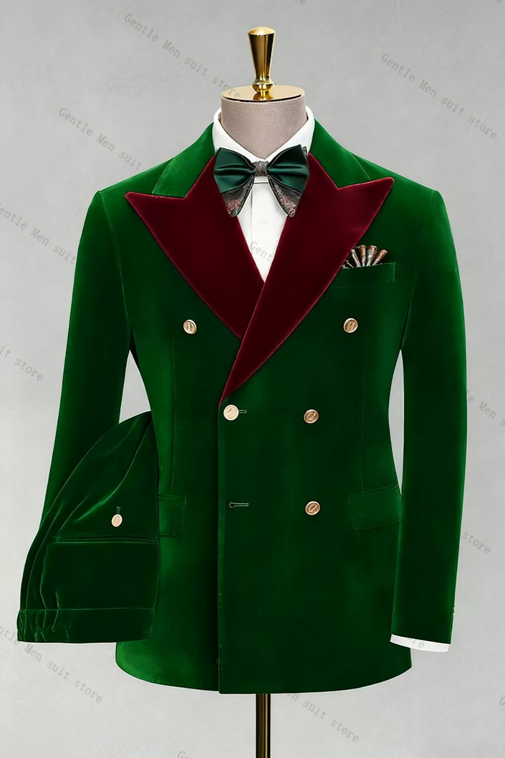 Men Formal Wear Green - Groene bruidegom mannen pak set 2-delige
