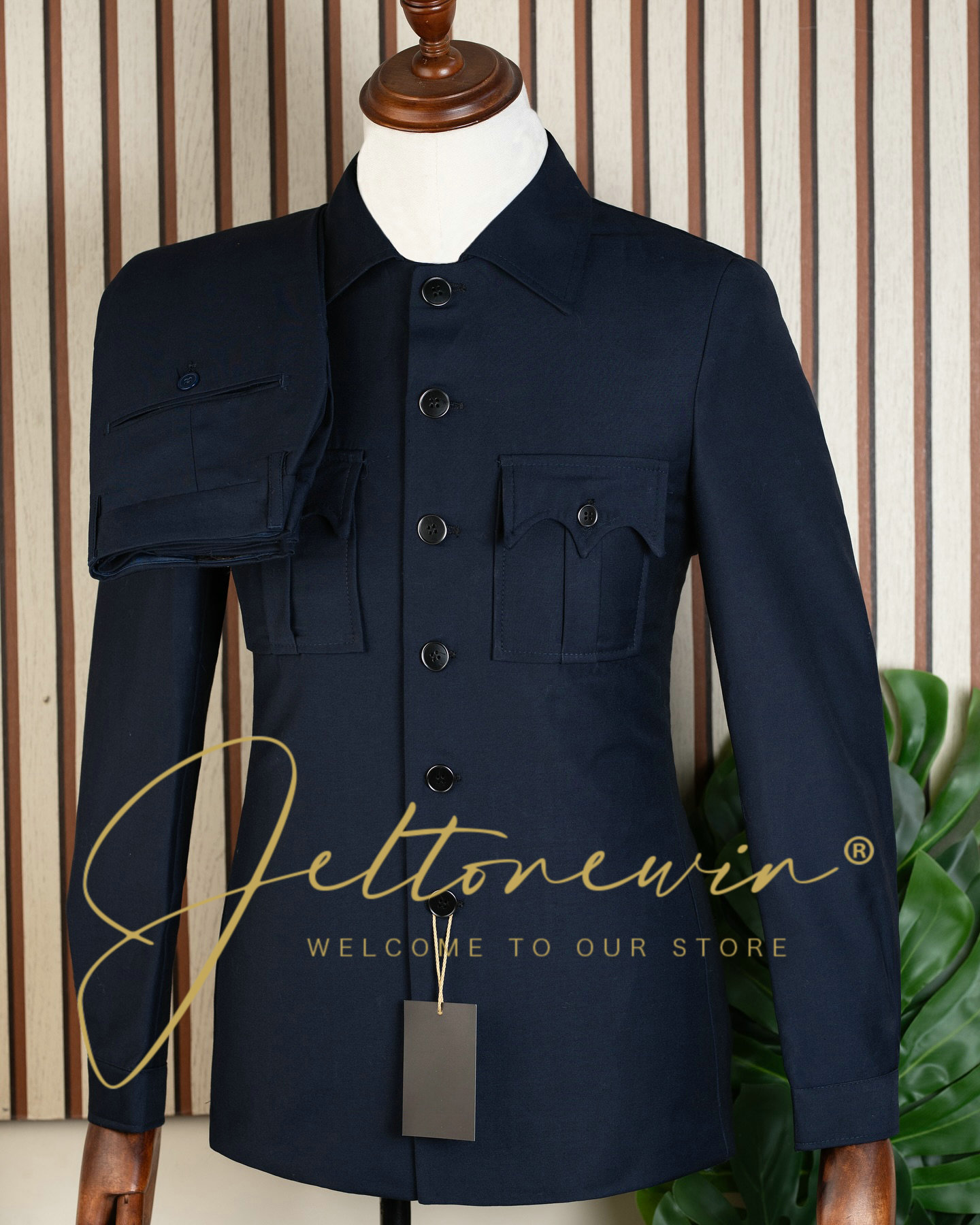 Latest Men Formal Wear - Heren Marineblauw Tweedelig Pak Nieuwste Ontwerp