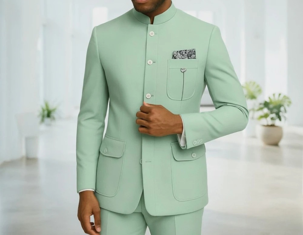 Men Formal Wear Green - Safari pakken voor heren, premium lichtgroene