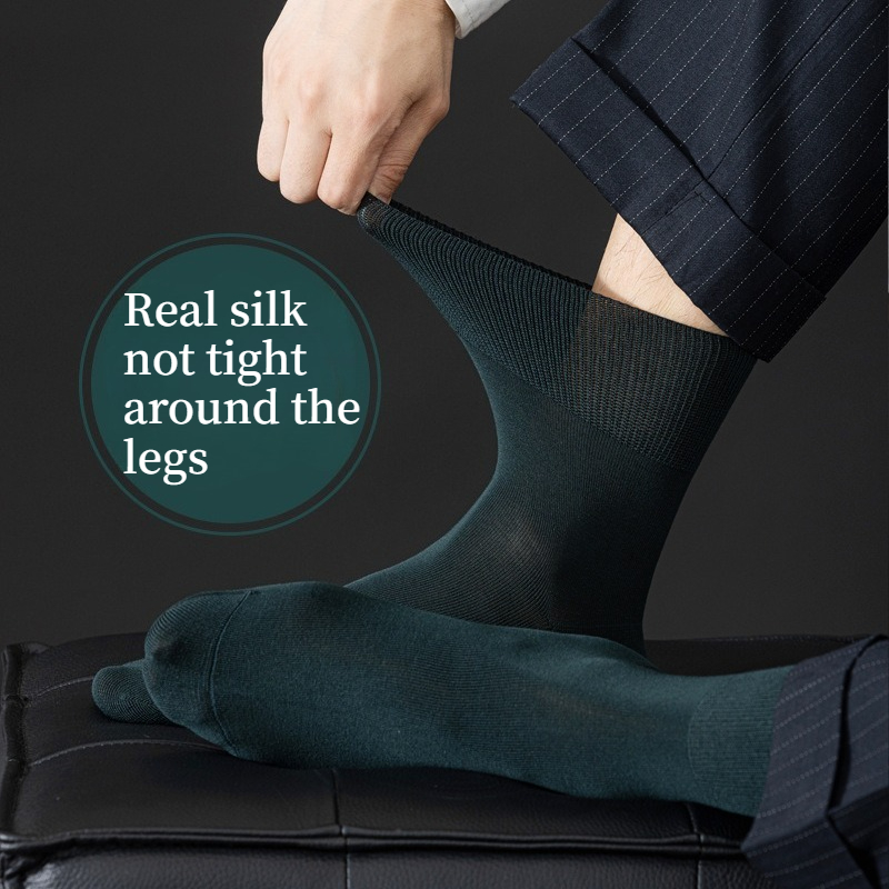Men Formal Wear Green - Heren sokken van echte zijde, zakelijk,