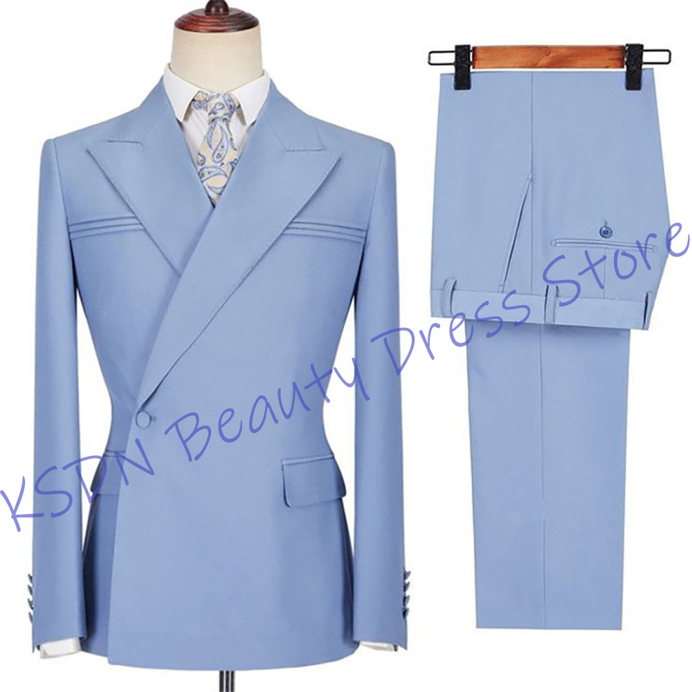 Men'S Formal Evening Wear - Elegant hemelsblauw pak voor heren, slim