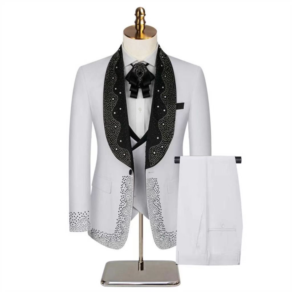 Formal Wear Jersey For Men - Witte mannen pak set 2-delige blazer