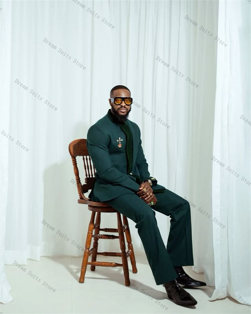 Men Formal Wear Green - Splicing Kleur Mannen Pak Set 2-delige