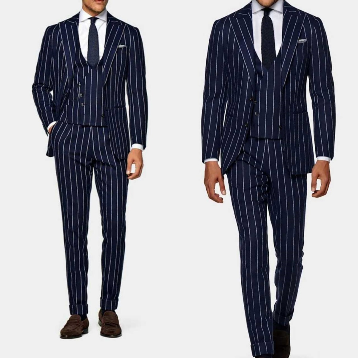Formal Wear Jersey For Men - Formele Bruiloft Smoking 3 Stuks Krijtstreep