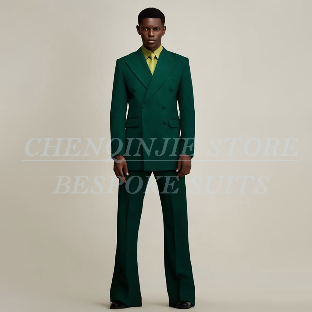 Men Formal Wear Green - Luxe groene herenpakken, formele bruiloft, dubbelknoops