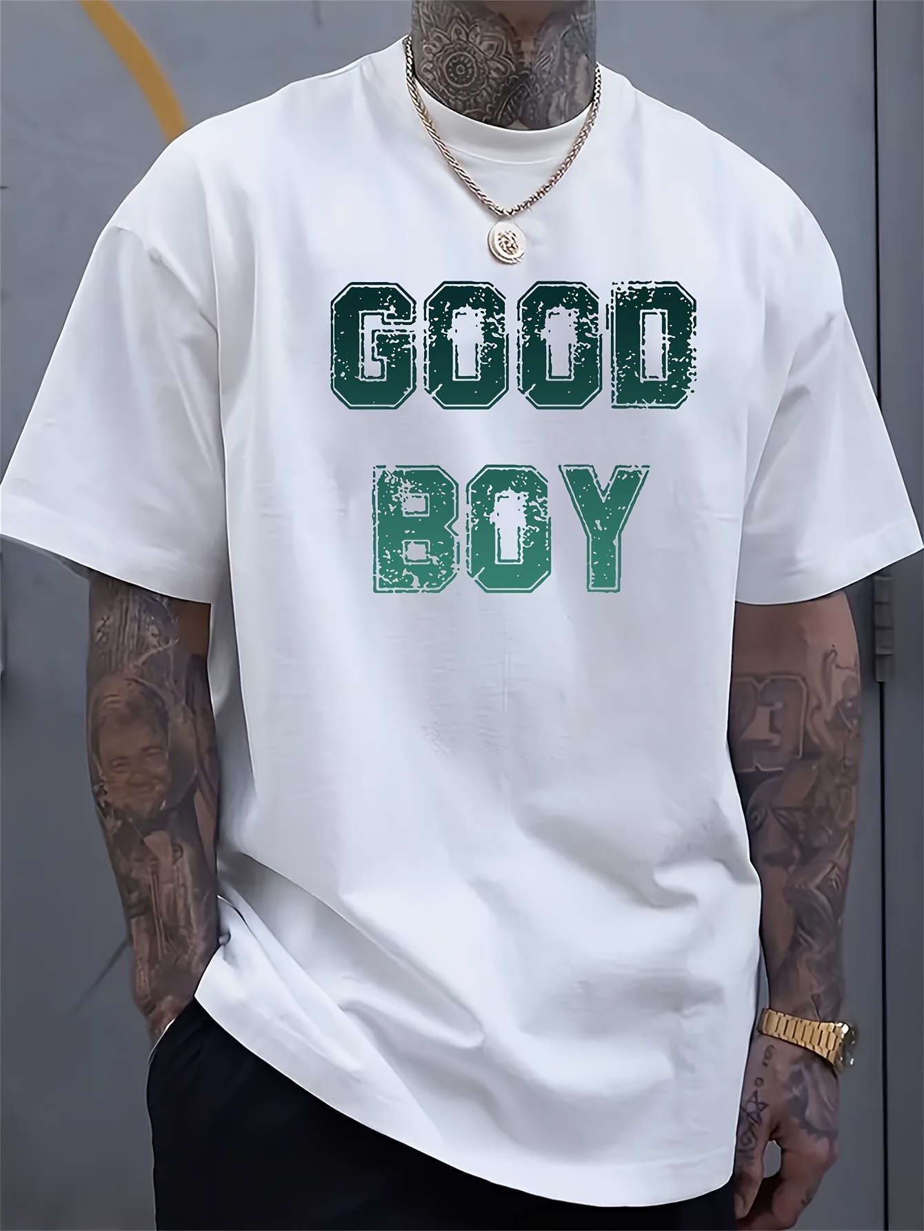 Men Formal Wear Green - Heren T-shirt met opdruk 'Good Boy',