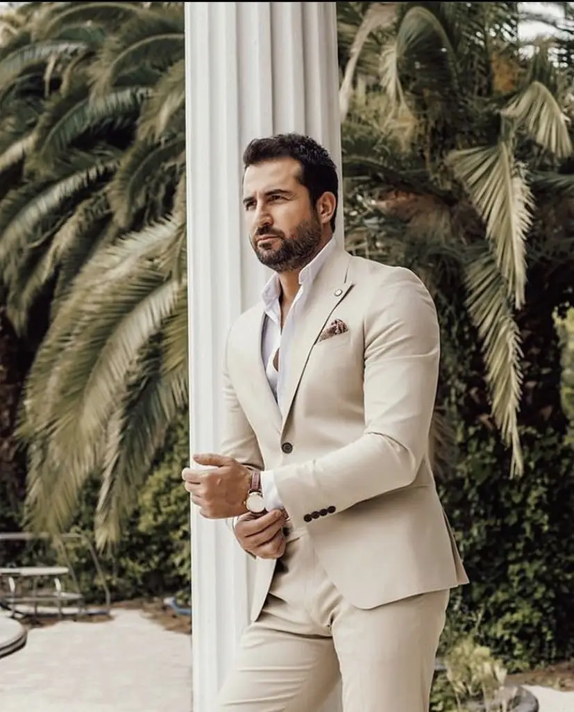 Latest Men Formal Wear - Kostuum Homme Beige Bruiloft Smoking Bruidegom