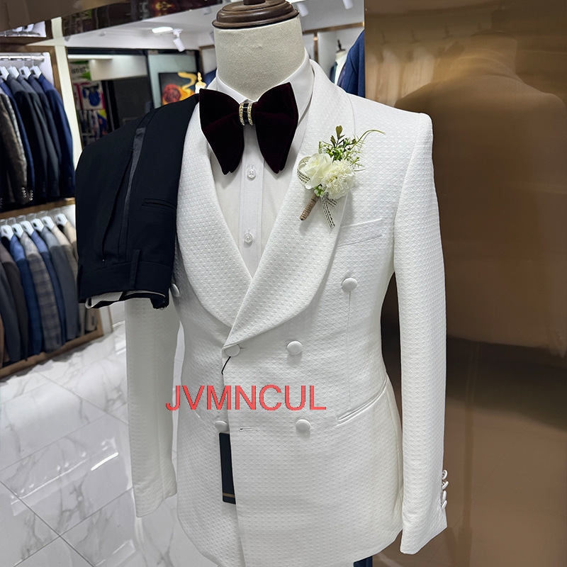 Men'S Formal Wear For Reception - Herenpak van jacquard, 3-delig, op maat