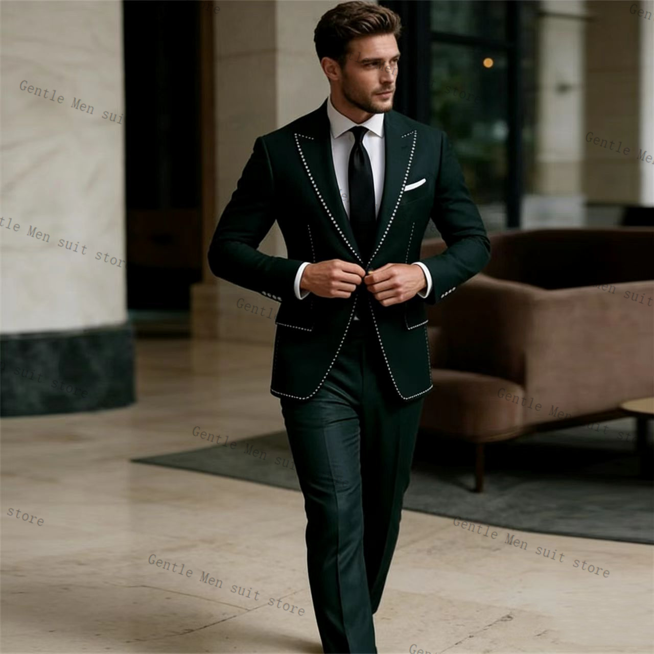 Men Formal Wear Green - Kristallen Luxe Groene Mannen Pak Set