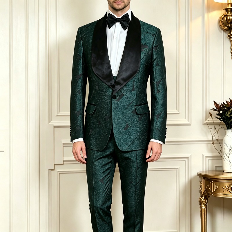 Men Formal Wear Green - Mannelijke Bruiloft Prom Pak Donkergroen Slim