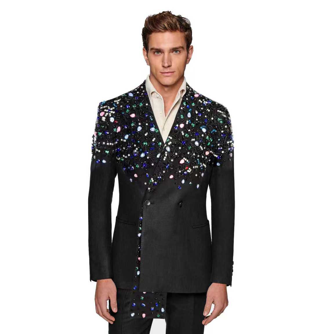 Zwarte Mannen Pak Set 2-delige - Formal Wear Jersey For Men recensie en prijs