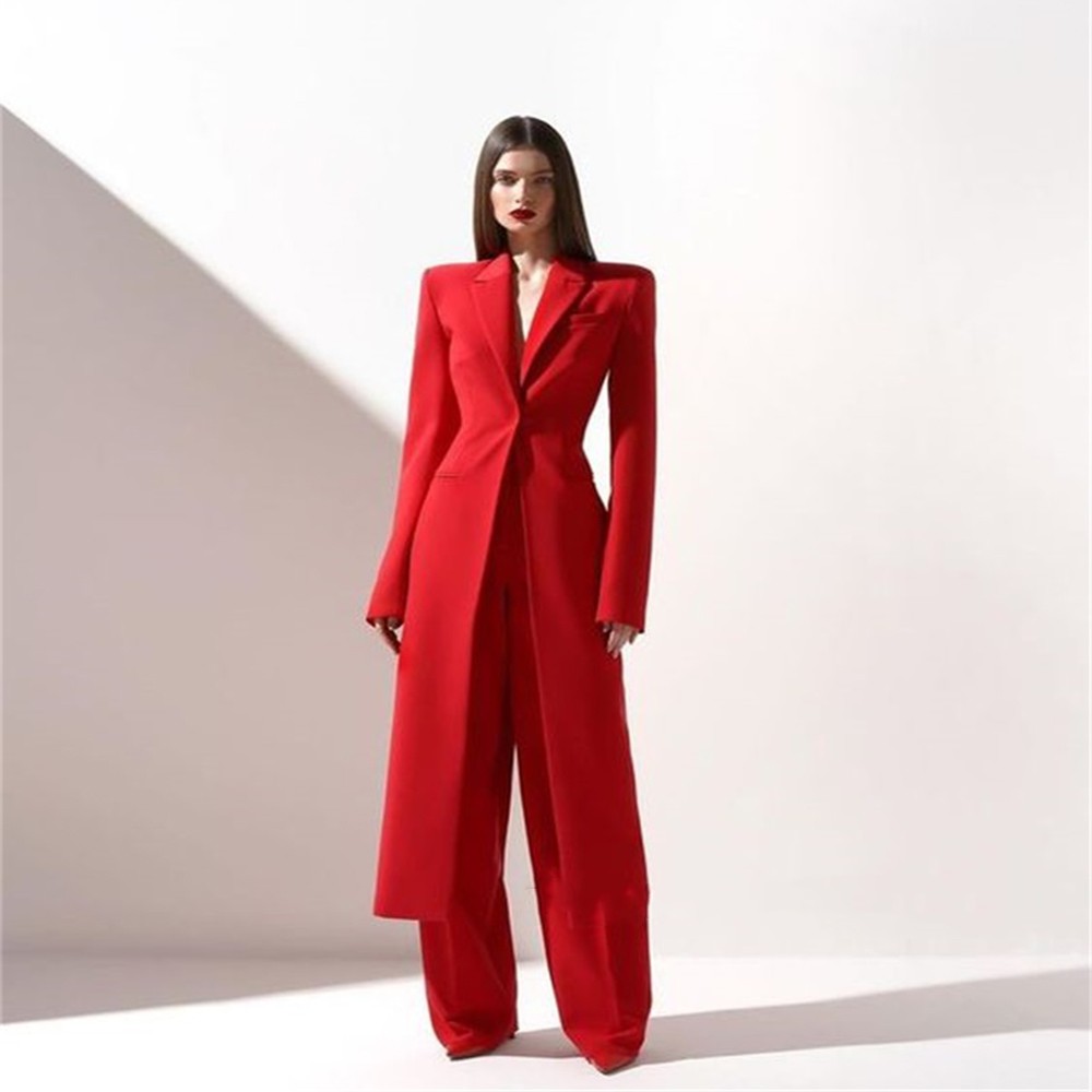 Rode dames blazer met lange sp - Double Breasted Blazer recensie en prijs