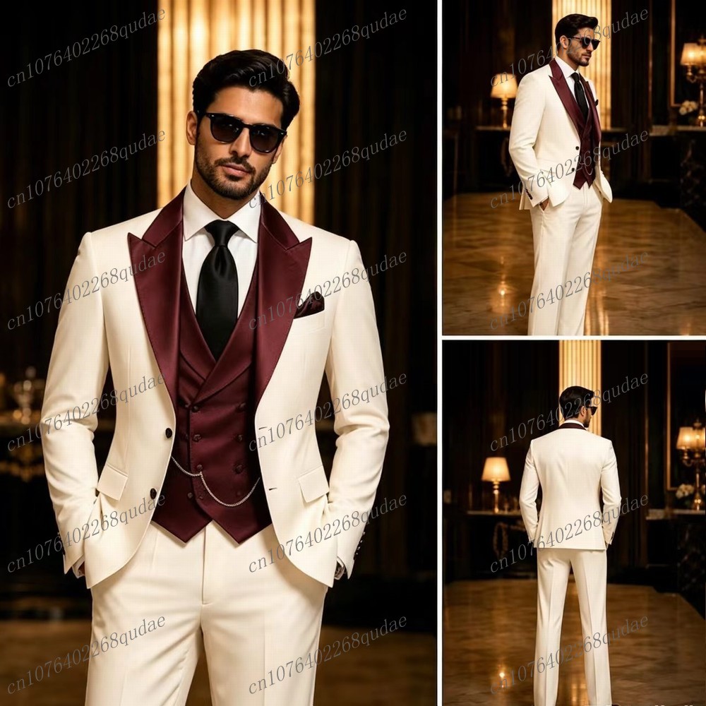 Formele Bordeauxrode en witte  - Formal Wear Jersey For Men recensie en prijs