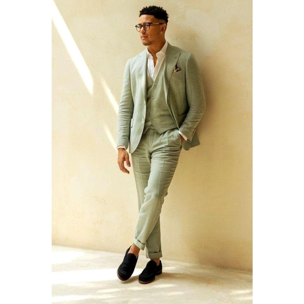 Sagegroene linnen trouwpakken  - Men Formal Wear Green recensie en prijs