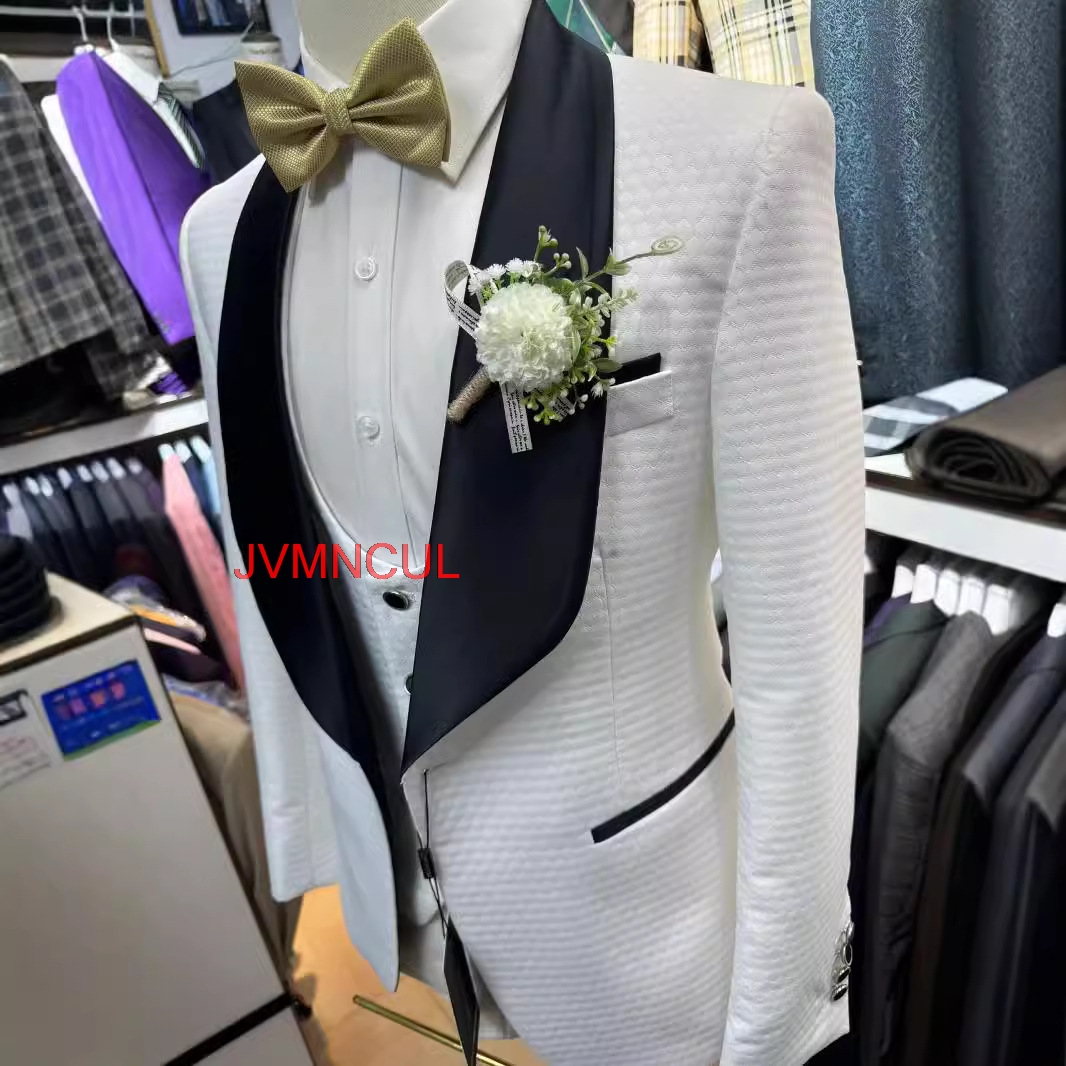 2026 Heren Wit Jacquard 3-deli - Men'S Formal Wear For Reception recensie en prijs
